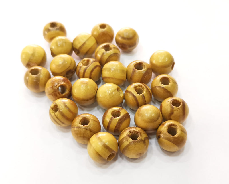 30 Wood Beads Olive Tree Beads 12 mm (3.5mm beads inner size) G18999