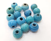 2 Round Blue Glass Beads 18 mm (5.5mm beads inner size) G19030