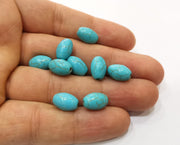 20 Oval Veined Turquoise Synthetic Beads 12x8 mm (1mm hole) G19037