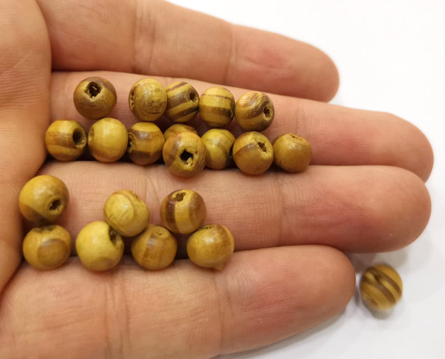 50 Wood Beads Olive Tree Beads 8 mm (2mm beads hole inner size) G19040