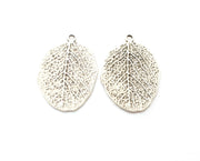4 Silver Leaf Charms Antique Silver Plated Charms (31x20mm) G19060