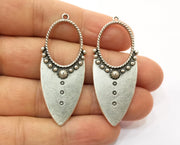 2 Silver Charms Antique Silver Plated Charms (51x21mm)  G19340
