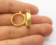 Gold Bezel Base Setting Necklace Blank Mountings Gold Plated Brass (15 mm blank) G19066