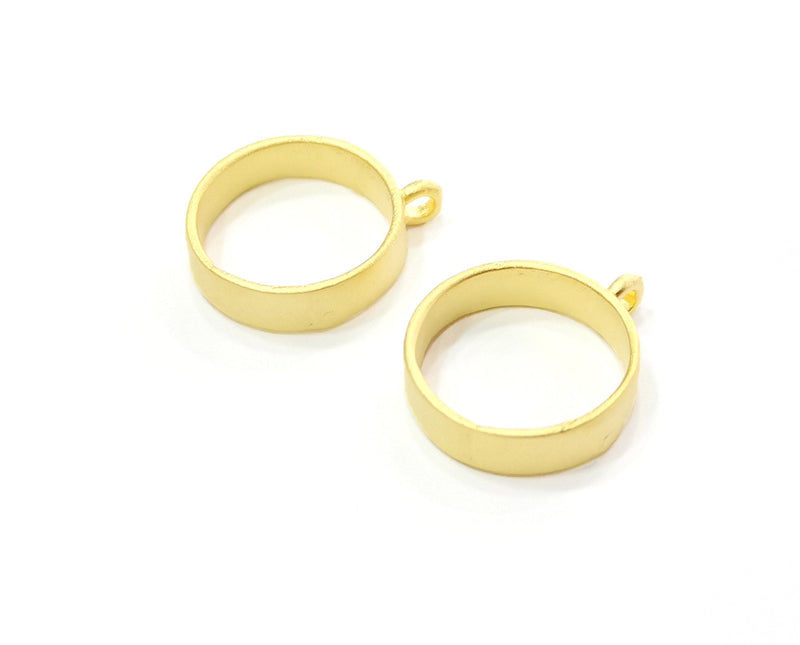 Gold Bezel Base Setting Necklace Blank Mountings Gold Plated Brass (15 mm blank) G19066