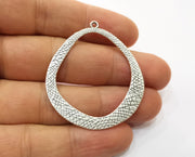 2 Silver Charms Double sided Antique Silver Plated Charms (48x42mm)  G19069