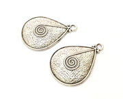 2 Silver Charms Antique Silver Plated Charms (33x23mm)  G19073