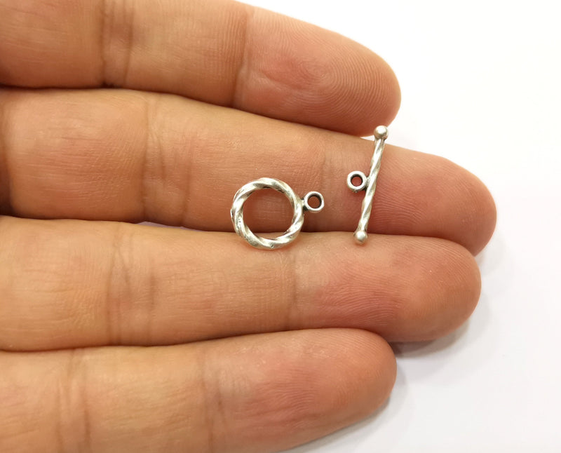 Twisted Toggle Clasps 10 sets Antique Silver Plated Toggle Clasp Findings 15x11mm+19x5mm  G19085