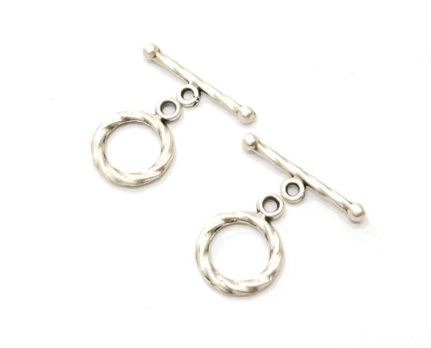 Twisted Toggle Clasps 10 sets Antique Silver Plated Toggle Clasp Findings 15x11mm+19x5mm  G19085