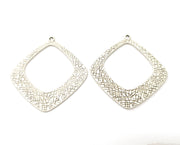 2 Silver Charms Double sided (Both Side Same) Antique Silver Plated Charms (46x42mm)  G19087