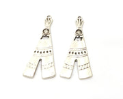 2 Silver Tepee Charms Antique Silver Plated Charms (51x21mm)  G19088