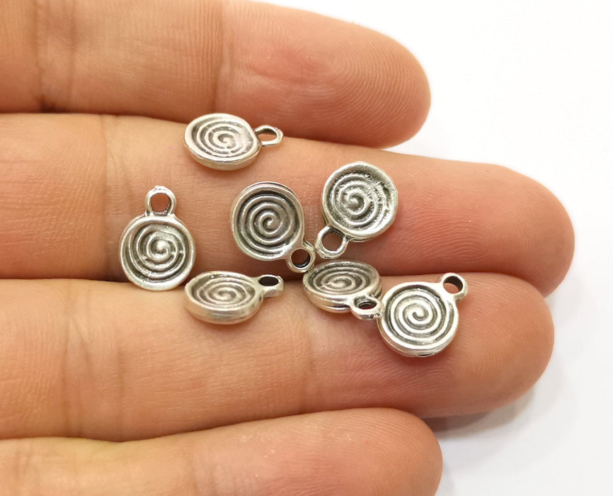 20 Silver Spiral Charms Antique Silver Plated Charms (12x9mm)  G19089