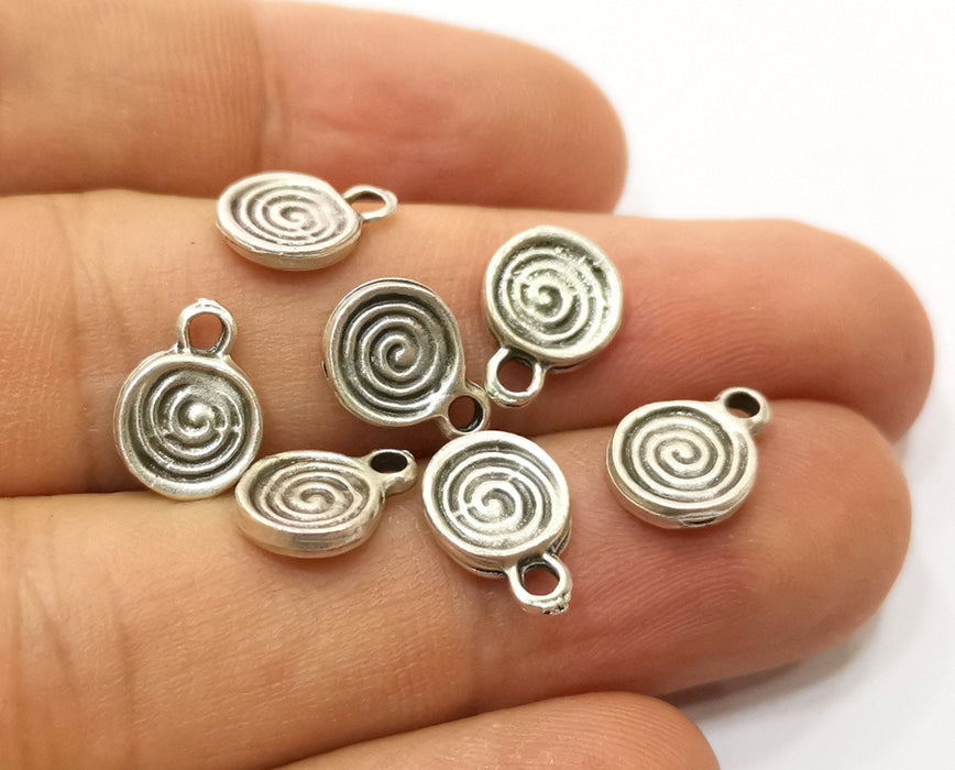 20 Silver Spiral Charms Antique Silver Plated Charms (12x9mm)  G19089