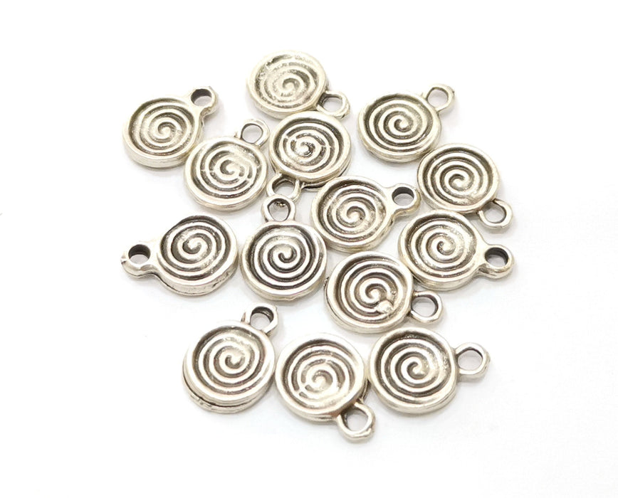 20 Silver Spiral Charms Antique Silver Plated Charms (12x9mm)  G19089