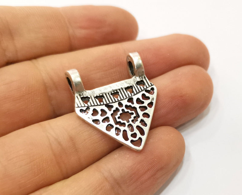 2 Silver Pendant Antique Silver Plated Pendant (36x30mm)  G19096