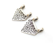 2 Silver Pendant Antique Silver Plated Pendant (36x30mm)  G19096
