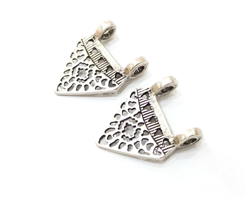 2 Silver Pendant Antique Silver Plated Pendant (36x30mm)  G19096