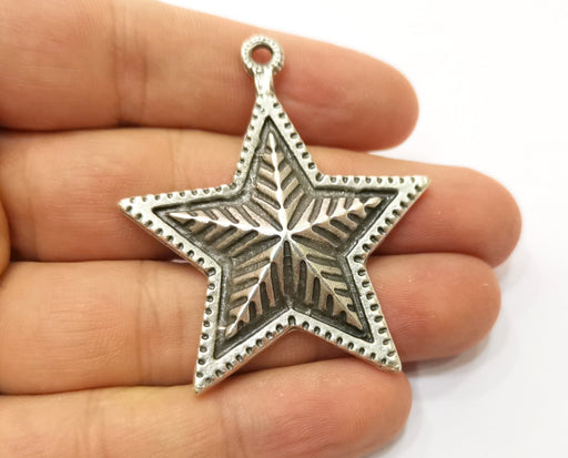 Silver Star Pendant Antique Silver Plated Pendant (55x47mm)  G19098