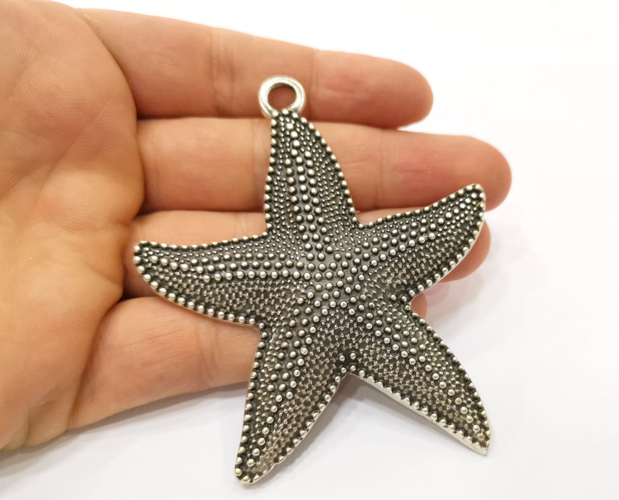 Silver Starfish Pendant Antique Silver Plated Pendant (90x73mm)  G19101