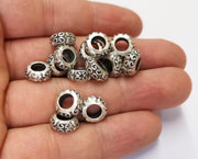 10 Silver Rondelle Beads Antique Silver Plated Beads 11mm  G19558