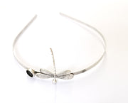Dragonfly Crown Headband Base Blanks Circlet Settings Antique Silver Plated Brass Adjustable (9mm Bezel Size)  G19563
