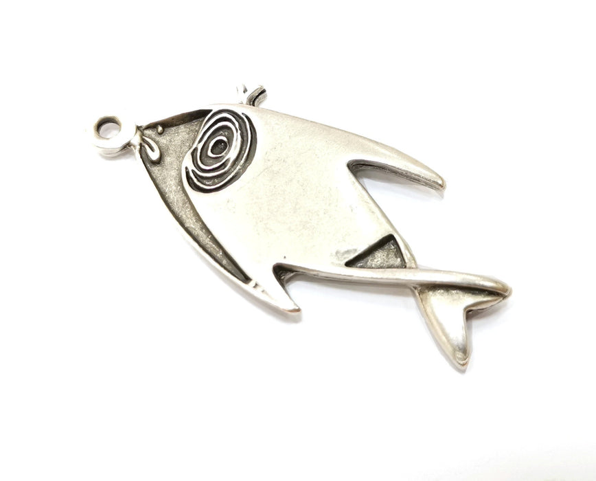 Silver Fish Charms Antique Silver Plated Charms (58x25mm)  G19107