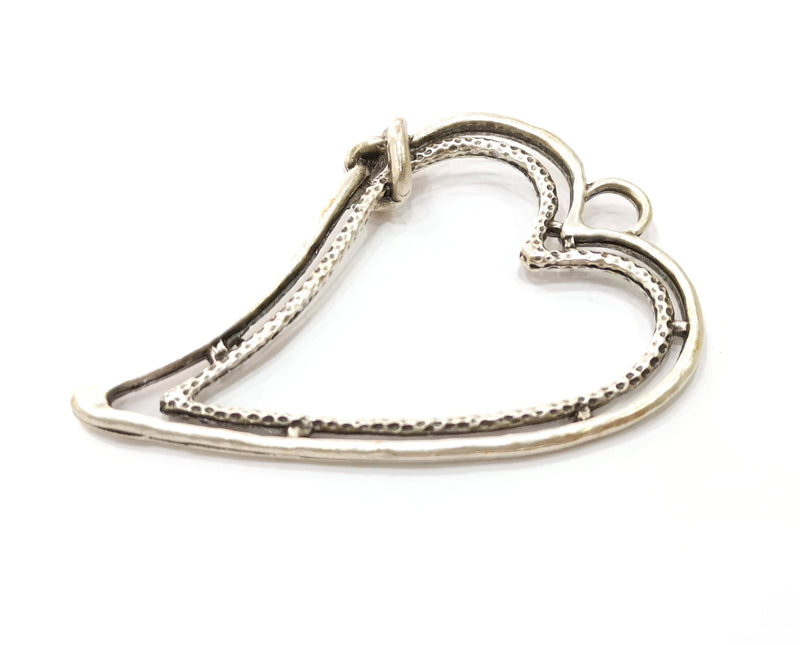 Silver Heart Pendant Antique Silver Plated Pendant (88x61mm)  G19109