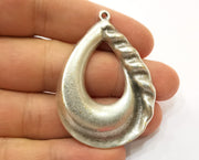 Drop Silver Pendant Antique Silver Plated Pendant (53x39mm)  G19115