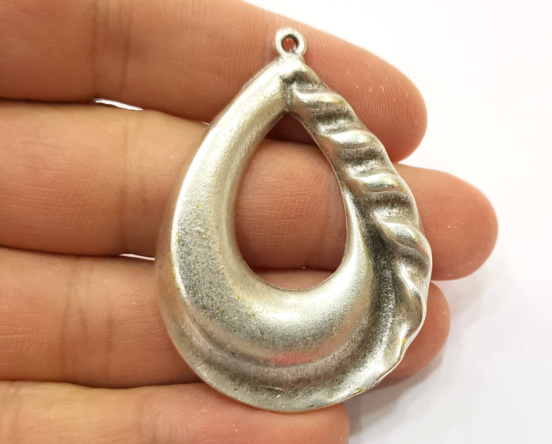 Drop Silver Pendant Antique Silver Plated Pendant (53x39mm)  G19115