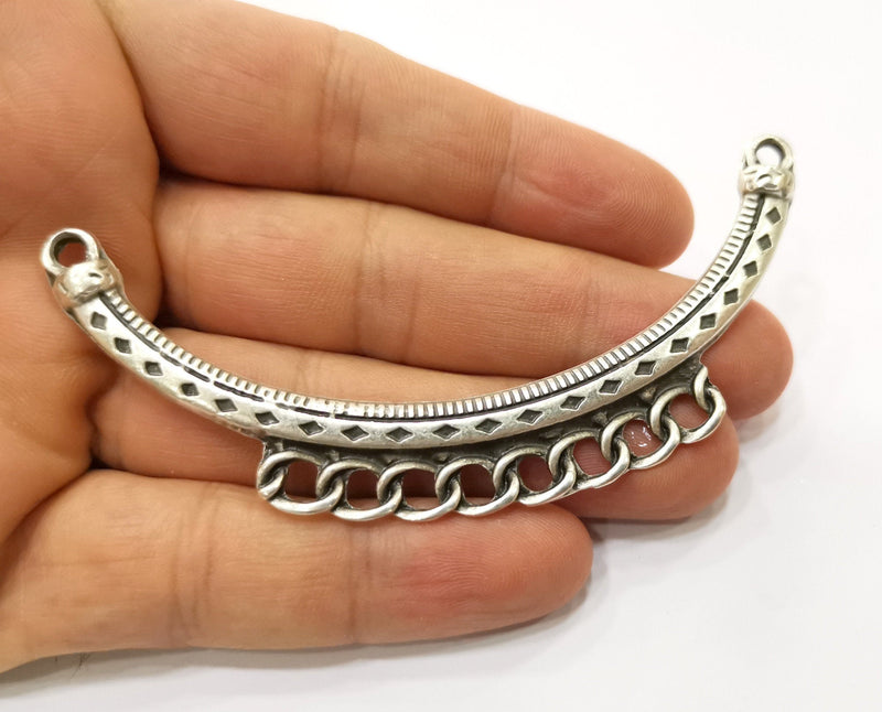 Silver Pendant Connector Antique Silver Plated  (95x37mm)  G19117