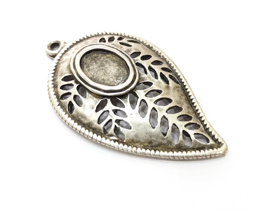 Silver Leaf Pendant Antique Silver Plated Pendant (70x42mm)  G19127