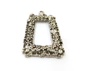 Silver Flower Frame Pendant Antique Silver Plated Pendant (49x35mm)  G19128