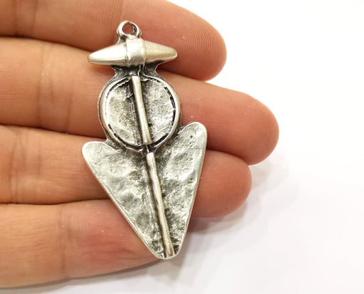 2 Silver Pendant Antique Silver Plated Pendant (54x28mm)  G19130