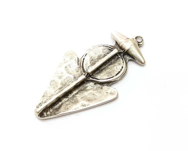 2 Silver Pendant Antique Silver Plated Pendant (54x28mm)  G19130