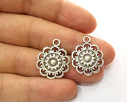 5 Silver Sun Charms Antique Silver Plated Charms (25x20mm) G19135