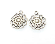 5 Silver Sun Charms Antique Silver Plated Charms (25x20mm) G19135