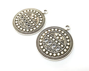 2 Silver Charms Antique Silver Plated Charms (46x39mm)  G19141