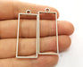 2 Rectangle Bezel Charms Antique Silver Plated Charms (47x19mm) G19151