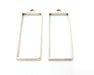 2 Rectangle Bezel Charms Antique Silver Plated Charms (47x19mm) G19151