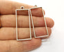2 Rectangle Bezel Charms Antique Silver Plated Charms (47x19mm) G19151