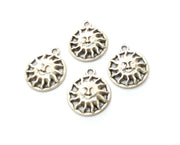 6 Silver Sun Charms Antique Silver Plated Charms (19x16mm)  G19154