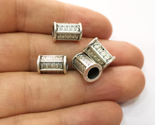 10 Silver Tube Beads Antique Silver Plated Beads (13x8mm)  G19156
