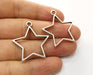 4 Star Bezel Charms Antique Silver Plated Charms (33x31mm) G19163