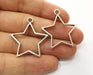 4 Star Bezel Charms Antique Silver Plated Charms (33x31mm) G19163
