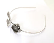 Flower Leaf Crown Headband Base Blanks Circlet Settings Antique Silver Plated Brass Adjustable (20mm Bezel Size)  G19575