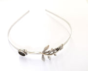 Branch Leaves Crown Headband Base Blanks Circlet Settings Antique Silver Plated Brass Adjustable (10mm Bezel Size)  G19578