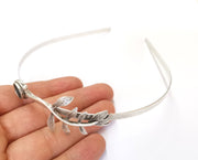Branch Leaves Crown Headband Base Blanks Circlet Settings Antique Silver Plated Brass Adjustable (10mm Bezel Size)  G19578