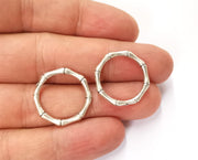 10 Bone Shape Circle Charm Connector Antique Silver Plated Charms  (21 mm)  G19583