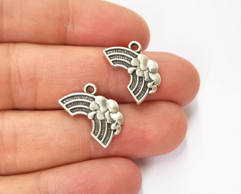 6 Rainbow Charms Antique Silver Plated Charms (12x19mm) G19585