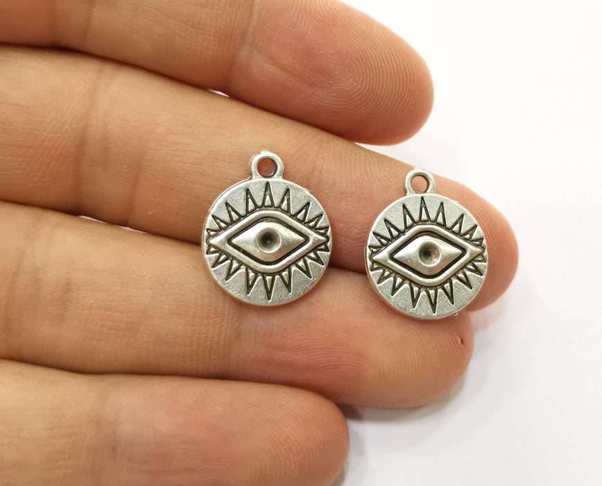 10 Silver Eye Charms Antique Silver Plated Charms (18x15mm) G19170