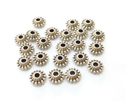 10 Silver Rondelle Beads Antique Silver Plated Beads (10mm)  G19171